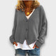 Women's V-neck knit cardigan with long sleeves and button front