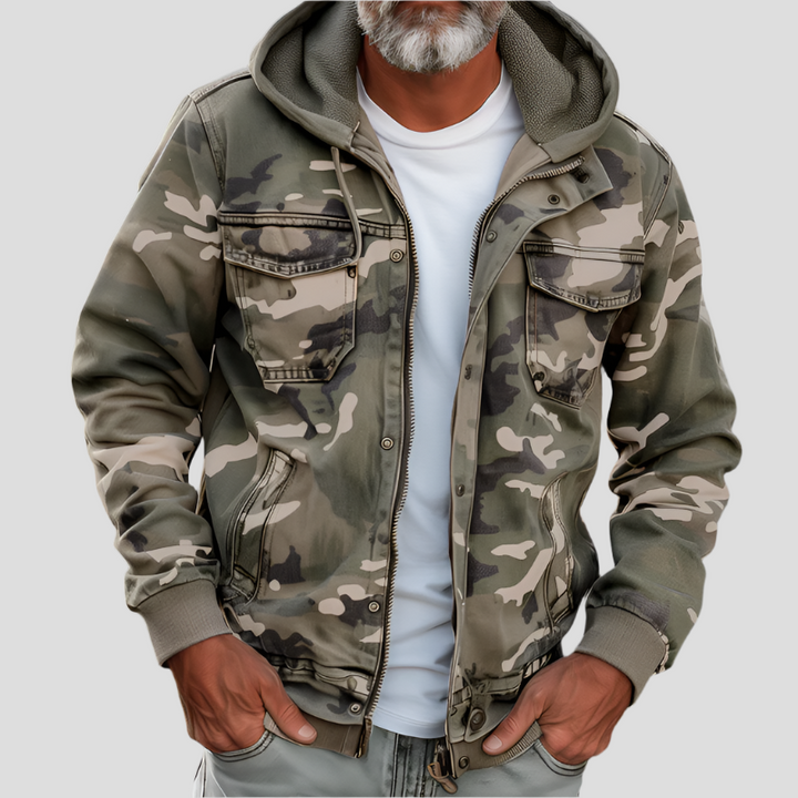 Unisex hooded cargo jacket with long sleeves