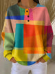 Women's geometric pattern waffle knit sweatshirt