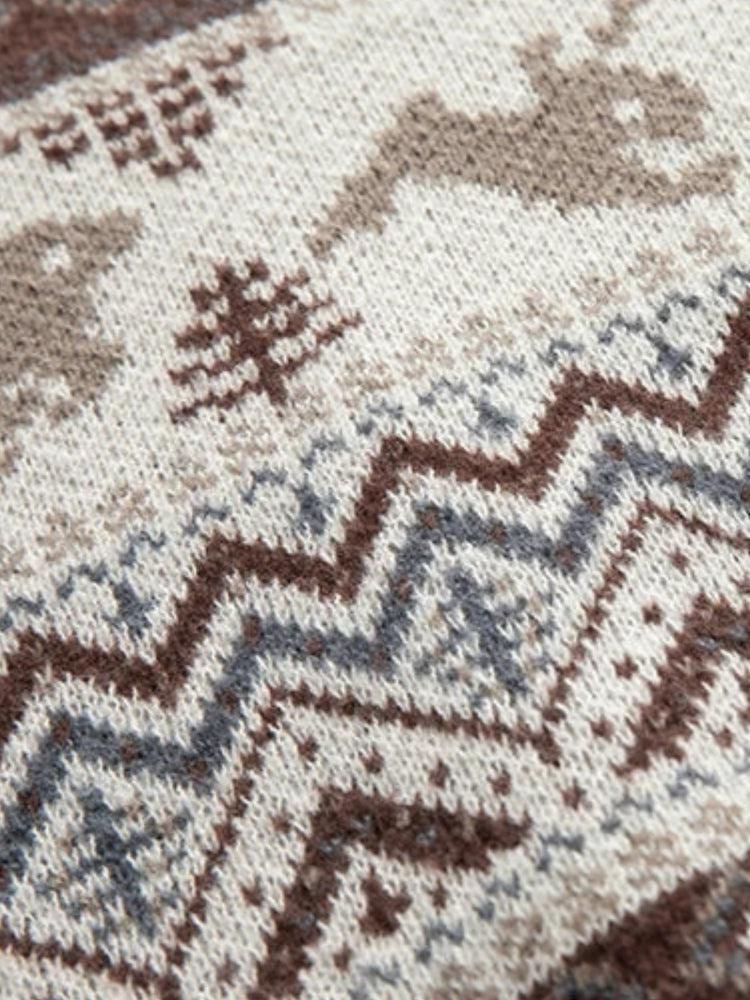 Men's Fair Isle patterned crew neck sweater with long sleeves
