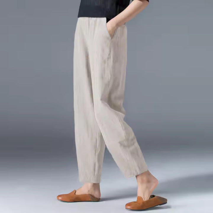 Women's Lightweight Summer Trousers in Beige - View 4 | Bellmere