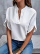 Women's V-Neck Blouse with Cap Sleeves Fb0789 in Blue - View 2 | Bellmere