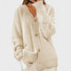 Women's textured knit cardigan with buttons and front pockets