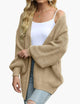 Women's oversized textured knit cardigan with open front and long sleeves