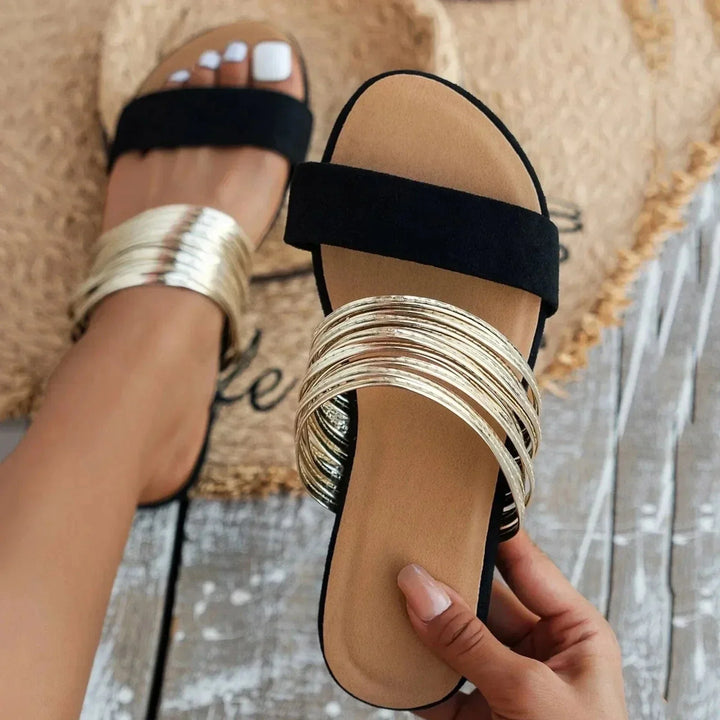 Women's Slip-On Sandals in Onyx Black | Bellmere