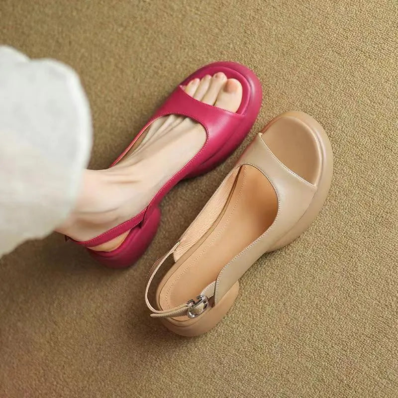 Faiza | Women's Ava Platform Sandals – Women’s Low Heel Open-Toe Slip-Ons