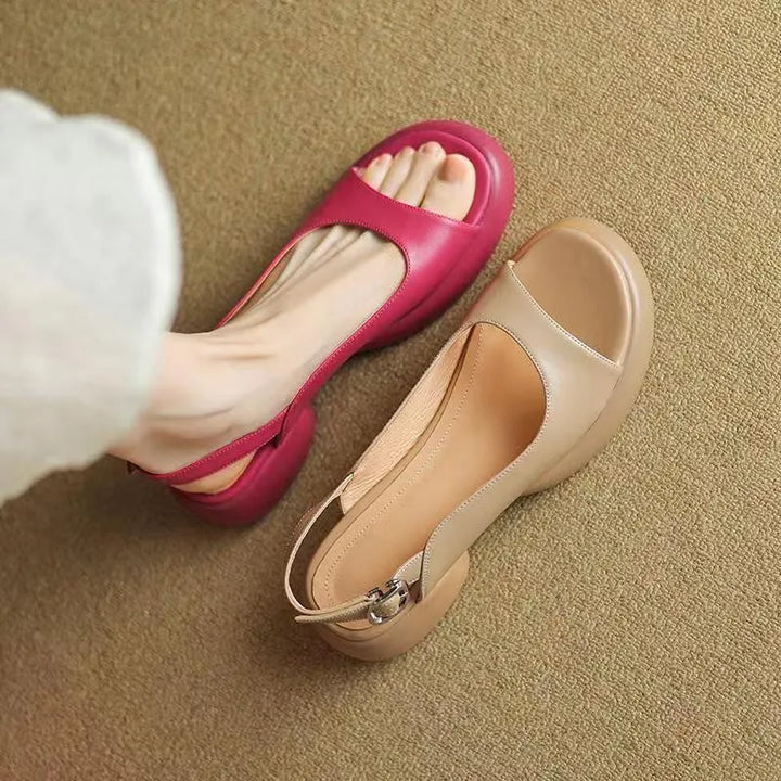 Faiza | Women's Ava Platform Sandals – Women’s Low Heel Open-Toe Slip-Ons