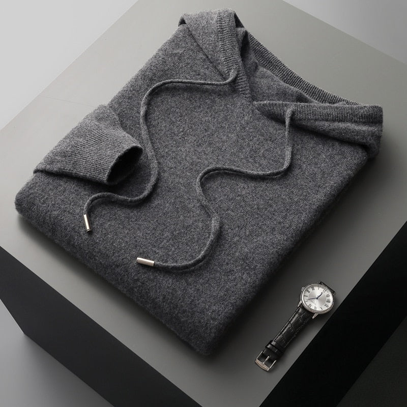 Unisex plain hooded pullover with drawstrings and ribbed cuffs