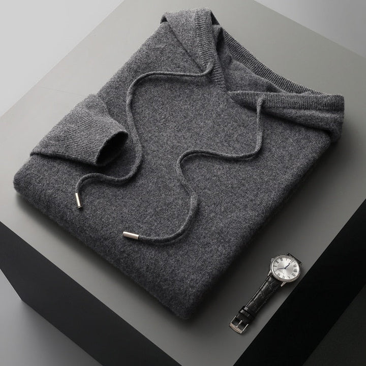 Unisex plain hooded pullover with drawstrings and ribbed cuffs