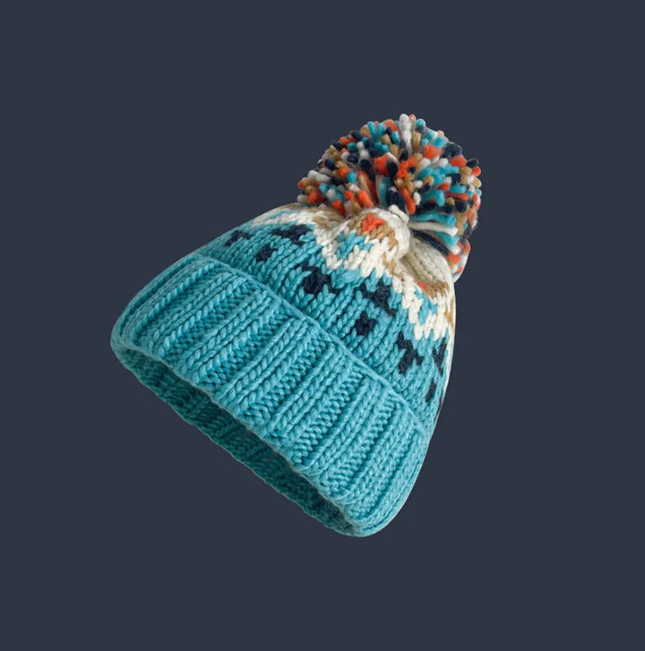 Women's Snowflake Pom Beanie in Black - View 5 | Bellmere