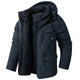 Men's hooded fleece-lined winter parka with utility pockets