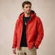 Men's hooded zip front jacket with long sleeves and zipped pockets