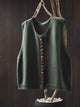 Women's sleeveless button-front knit vest with V-neck and ribbed trim