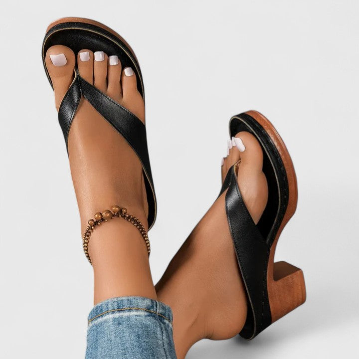 Arina | Women's Block Heel Thong Sandals Ankle Strap