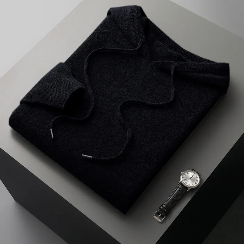 Unisex plain hooded pullover with drawstrings and ribbed cuffs