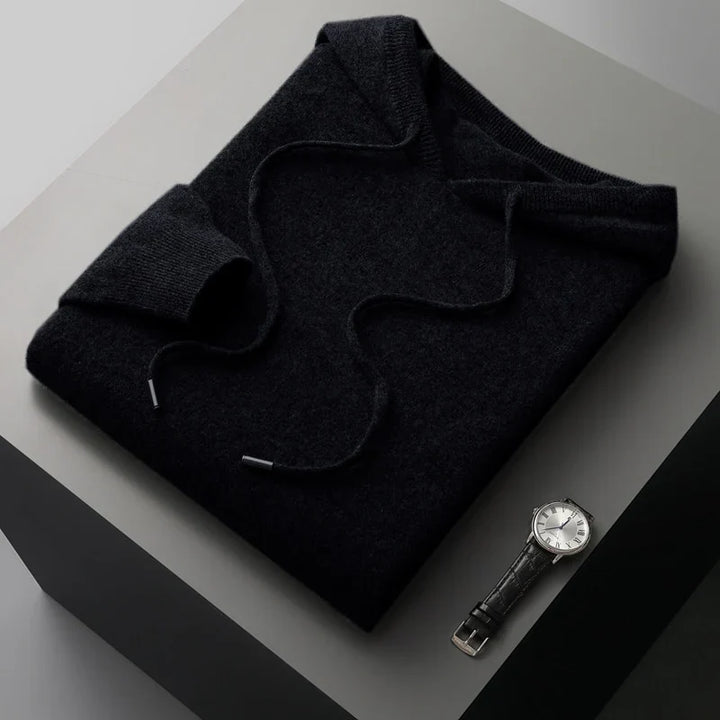 Unisex plain hooded pullover with drawstrings and ribbed cuffs