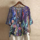 Women's Retro-Inspired Cotton Blend Blouse in Green - View 9 | Bellmere