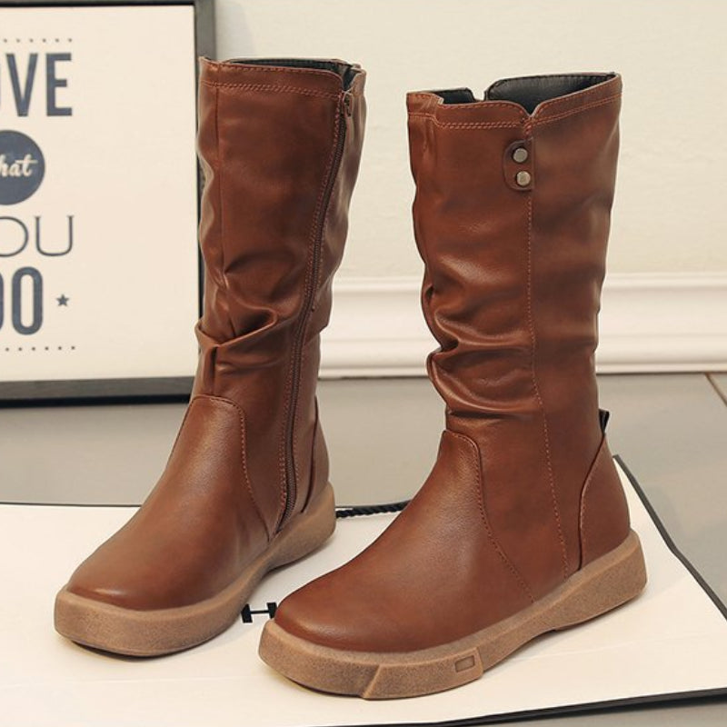 Women's Water-resistant Vegan Leather Boots in Brown - View 5 | Bellmere