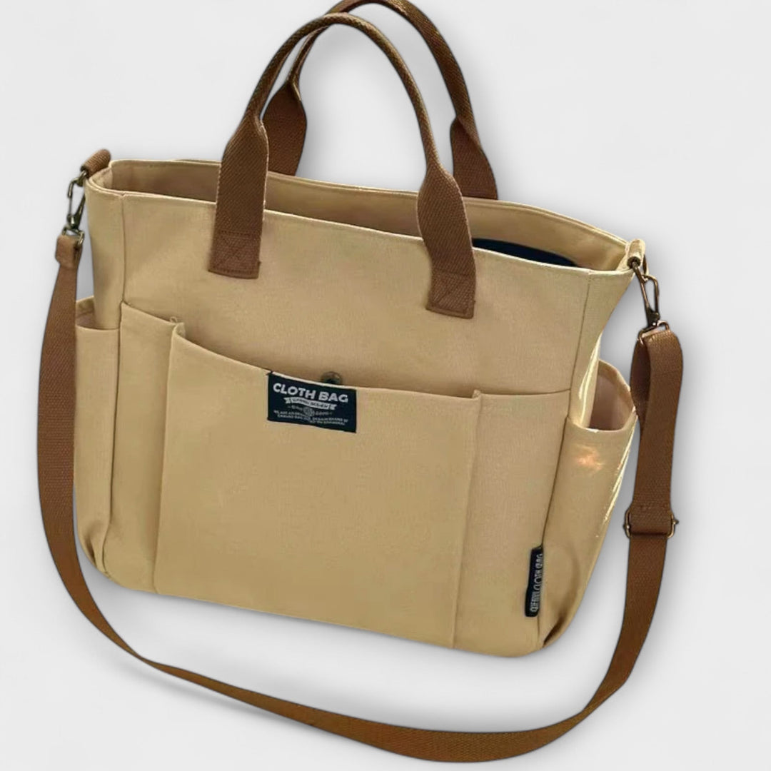 Women's Shoulder Bag with Pockets in Khaki | Bellmere
