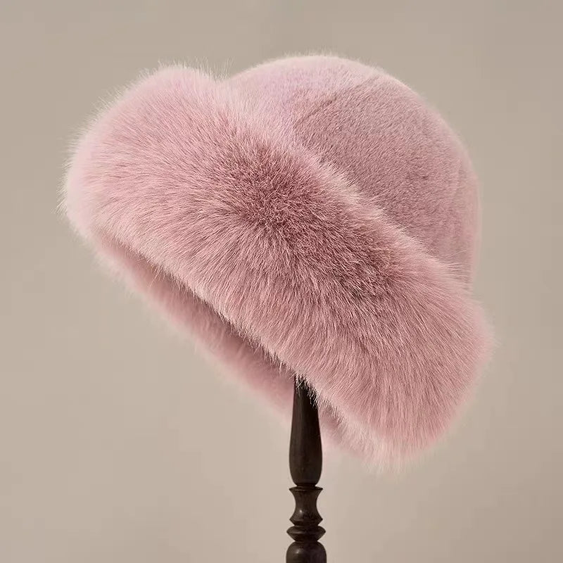 Cozy Fluffy Winter Hat in Pink - View 3 | Bellmere