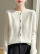 Women's button front crew neck cardigan