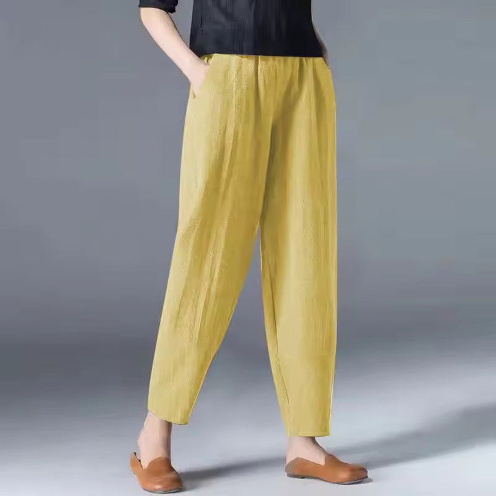 Women's Lightweight Summer Trousers in Beige - View 5 | Bellmere
