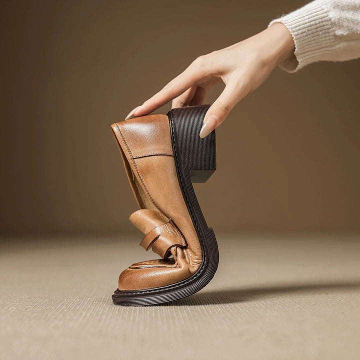 Amelia | Leather-Style T-Strap Shoes