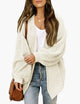 Women's oversized textured knit cardigan with open front and long sleeves