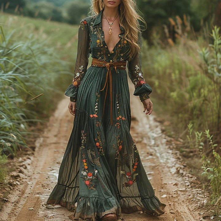 Bohemian Floral Maxi Dress in Green (Almost Sold Out) | Bellmere