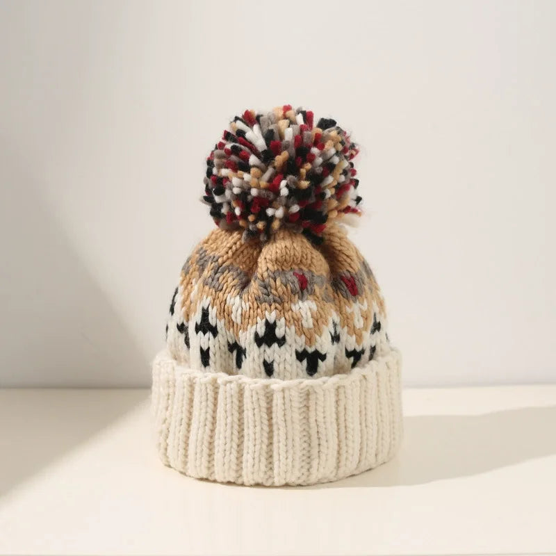 Women's Snowflake Pom Beanie in Black - View 3 | Bellmere