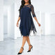 Women's Quarter Sleeve Chiffon Dress in Navy Blue - View 4 | Bellmere