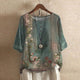 Women's Retro-Inspired Cotton Blend Blouse in Green | Bellmere
