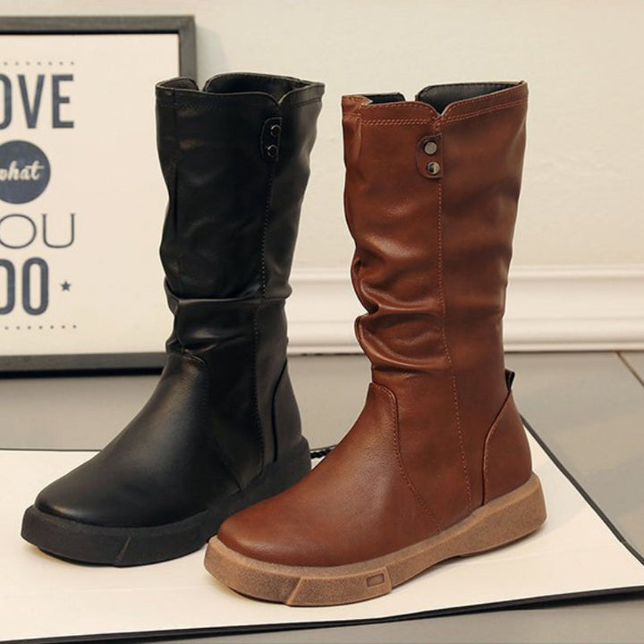 Women's Water-resistant Vegan Leather Boots in Brown - View 4 | Bellmere