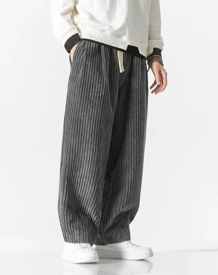 Relaxed corduroy trousers with drawstring waist