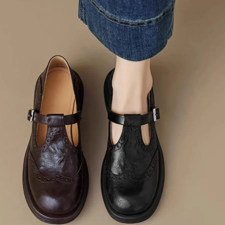 Clara | Leather-Style Classic T-Strap Shoes