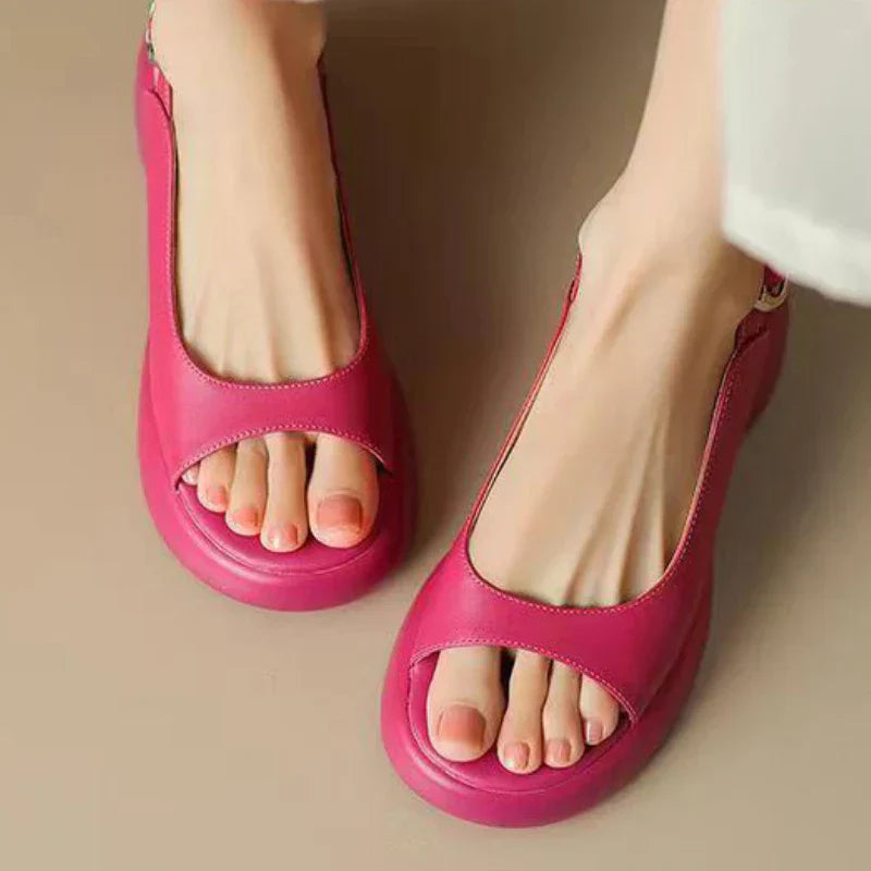 Faiza | Women's Ava Platform Sandals – Women’s Low Heel Open-Toe Slip-Ons