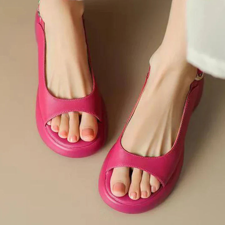 Faiza | Women's Ava Platform Sandals – Women’s Low Heel Open-Toe Slip-Ons
