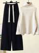 Women's ribbed turtleneck sweater and wide leg trouser set