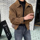 Men's textured zip-front jacket with shirt collar and long sleeves