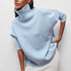 Women's relaxed turtleneck sweater with long sleeves and ribbed trims