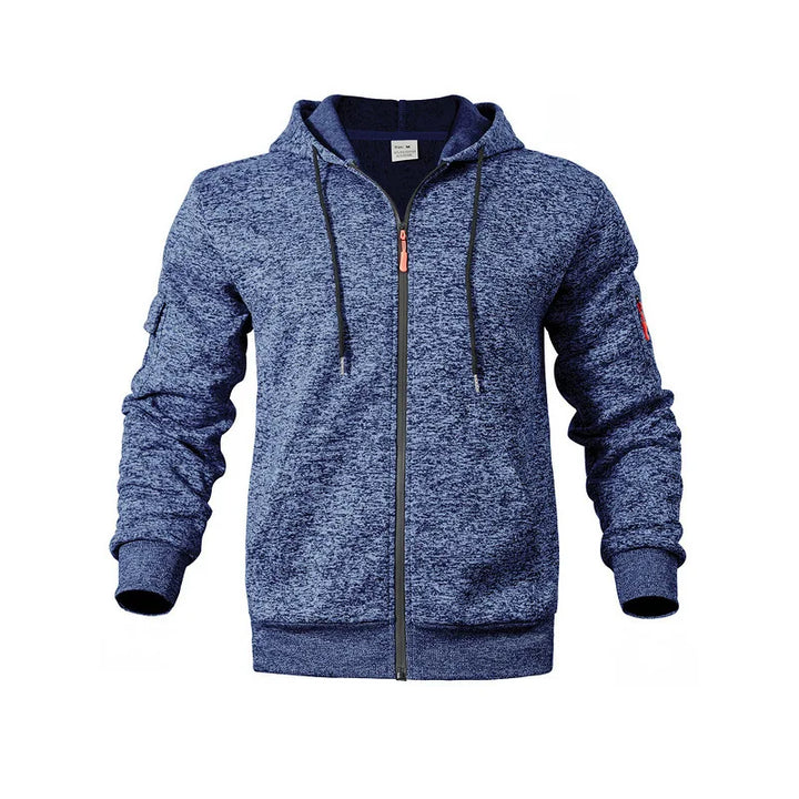 Textured fleece hooded jacket with full zip and front pockets