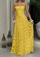 Women's embroidered lace maxi dress with sweetheart neckline and train
