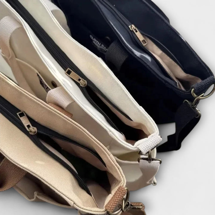 Women's Shoulder Bag with Pockets in Khaki - View 2 | Bellmere