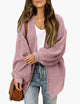 Women's oversized textured knit cardigan with open front and long sleeves