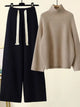 Women's ribbed turtleneck sweater and wide leg trouser set