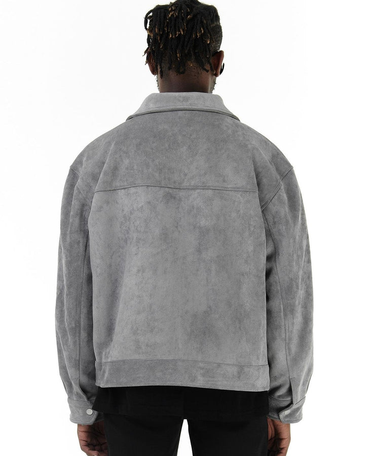 Men's field jacket with spread collar, four pockets and zip front