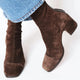 Women's Square Toe Heeled Boots in Brown | Bellmere