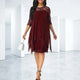 Women's Quarter Sleeve Chiffon Dress in Navy Blue - View 6 | Bellmere
