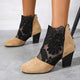Women's Lace Mesh High Heel Boots in Apricot | Bellmere