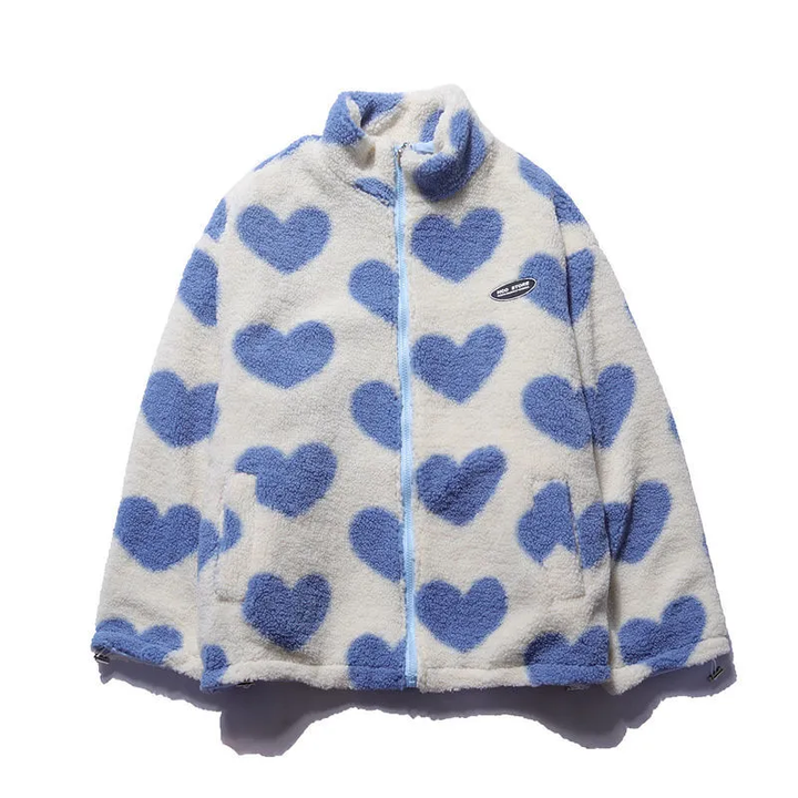 Women's reversible hooded jacket with heart print lining